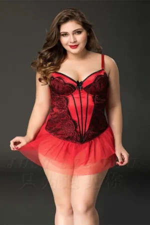 Plus Red Mesh Slimming Sexy Lingerie für Sexpuppen