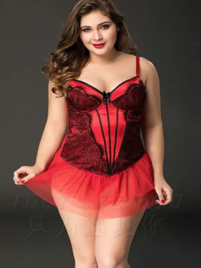 Plus Red Mesh Slimming Sexy Lingerie für Sexpuppen