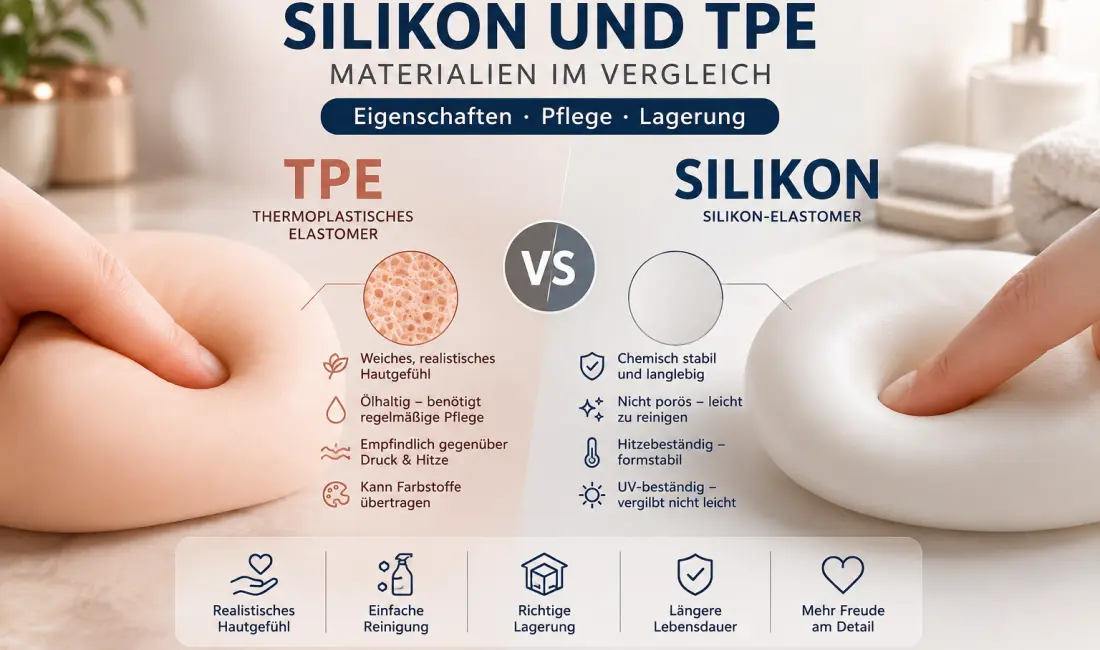 Silikon und TPE bei Sexpuppen im Vergleich – Materialeigenschaften, Pflege und Lagerung