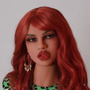 bule eyes red wig sex doll head