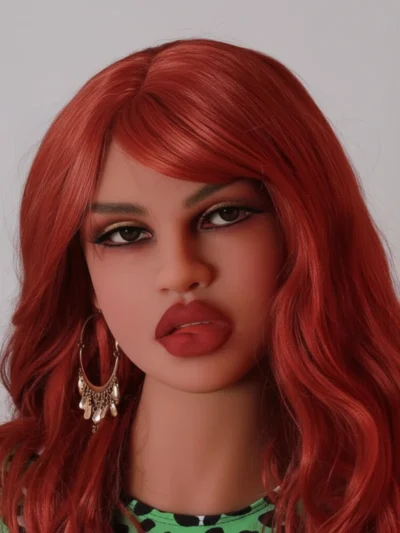 bule eyes red wig sex doll head