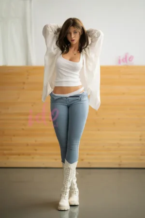 D-Cup Silicone Torso in weißem Ripp-Top