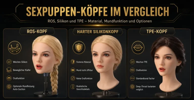 ROS-, Silikon- und TPE-Köpfe bei Sexpuppen im Vergleich nach Material, Kiefermechanik und Oralfunktion