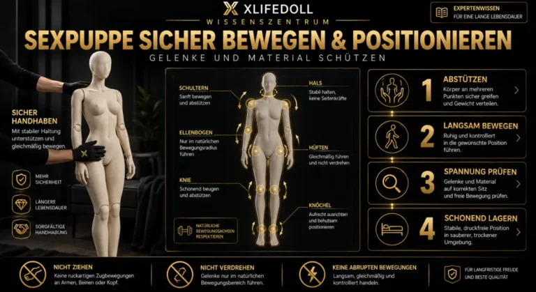 Sexpuppe sicher bewegen und positionieren: Gelenke und Material schützen